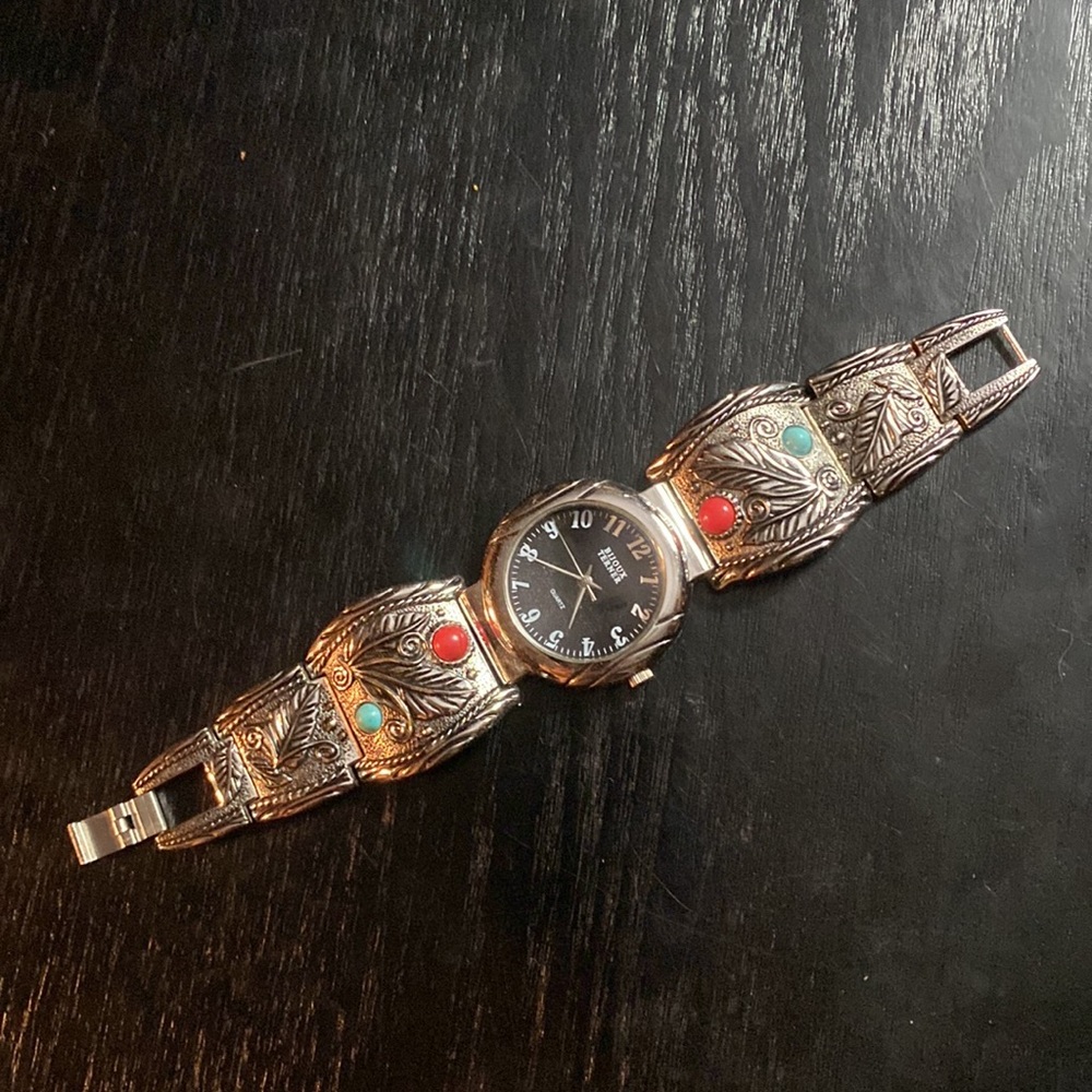 Vintage turquoise rare Navajo sterling silver Watch. Has both Natural stones.